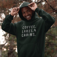 Load image into Gallery viewer, Coffee Lakes Cabins MN Midweight Hoodie