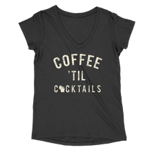 Load image into Gallery viewer, Coffee 'Til Cocktails WI Women’s V-Neck Tee
