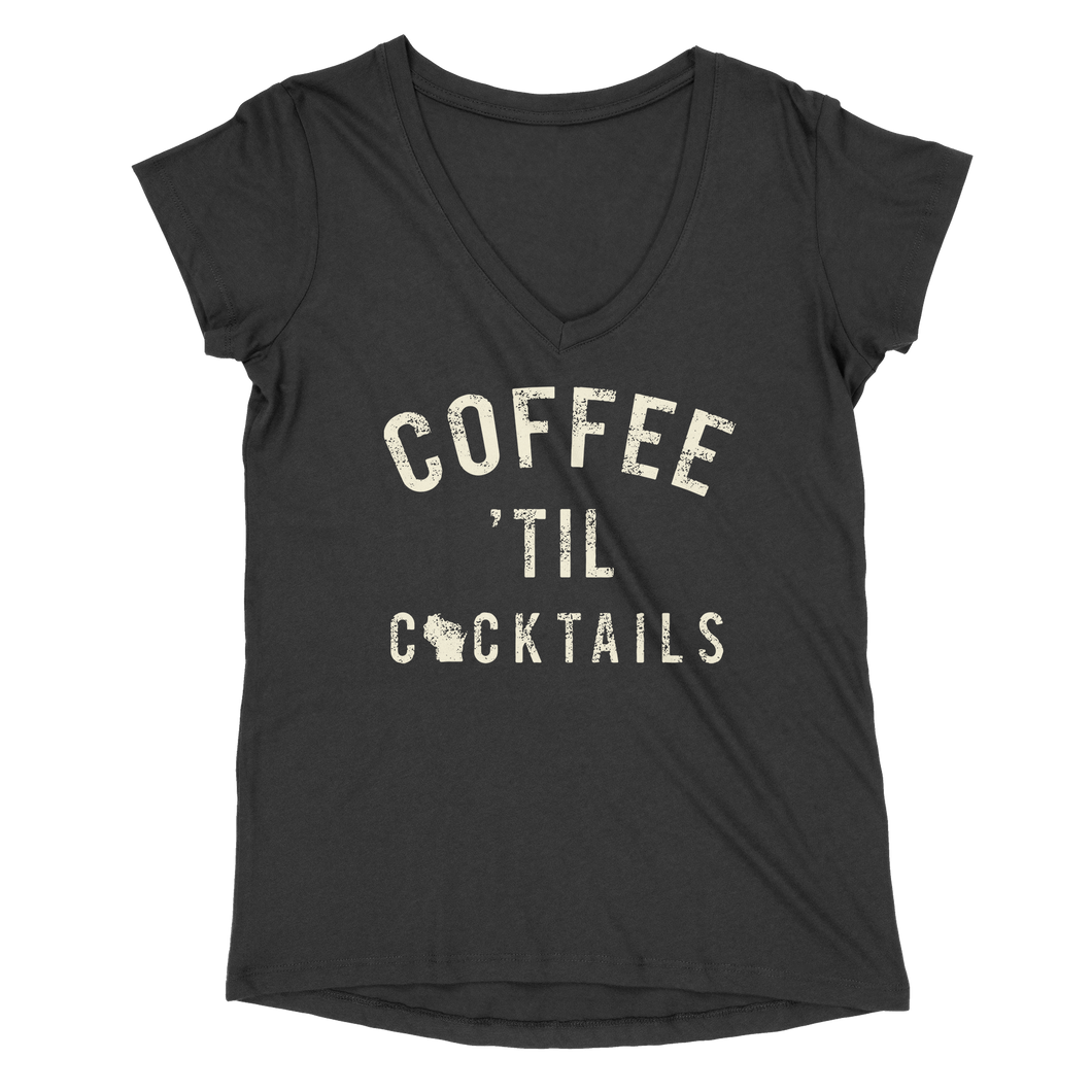 Coffee 'Til Cocktails WI Women’s V-Neck Tee