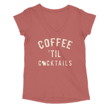 Load image into Gallery viewer, Coffee 'Til Cocktails WI Women’s V-Neck Tee