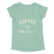Load image into Gallery viewer, Coffee 'Til Cocktails WI Women’s V-Neck Tee
