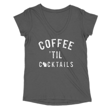 Load image into Gallery viewer, Coffee 'Til Cocktails WI Women’s V-Neck Tee
