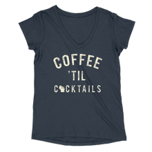 Load image into Gallery viewer, Coffee 'Til Cocktails WI Women’s V-Neck Tee