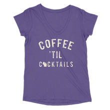 Load image into Gallery viewer, Coffee 'Til Cocktails WI Women’s V-Neck Tee