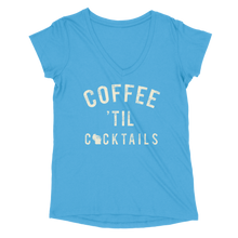 Load image into Gallery viewer, Coffee 'Til Cocktails WI Women’s V-Neck Tee