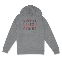 Load image into Gallery viewer, Coffee Lakes Cabins MN Midweight Hoodie