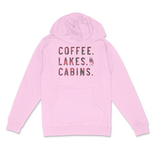 Load image into Gallery viewer, Coffee Lakes Cabins MN Midweight Hoodie
