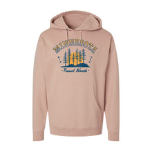 Load image into Gallery viewer, Travel North MN Midweight Hooded Sweatshirt
