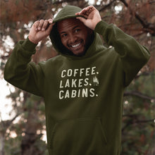Load image into Gallery viewer, Coffee Lakes Cabins WI Midweight Hoodie
