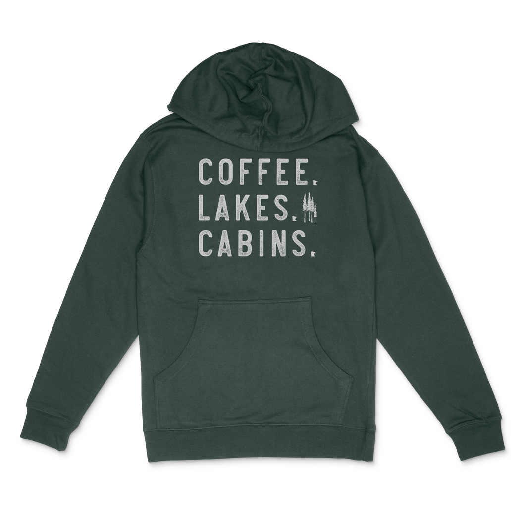 Coffee Lakes Cabins MN Midweight Hoodie