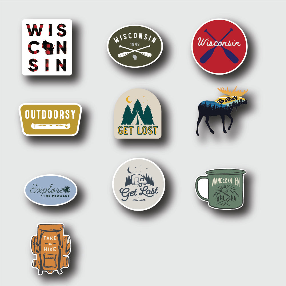 Alakesad Sticker WI Get Lost Sticker Pack – Lakeside Clothing Online